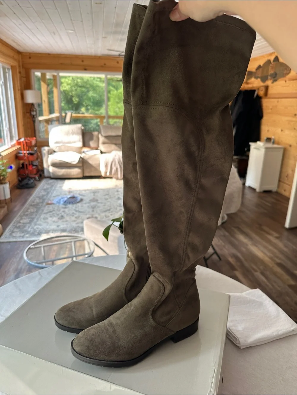 Marc Fisher Taupe Suede Over the Knee Boots Sz 7